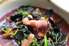 干贝皮蛋紫苋菜煲