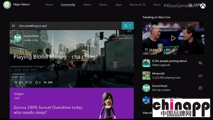 微软展示Xbox One新界面，将于11月推出1
