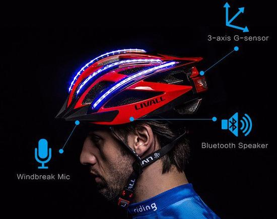 内置80枚LED灯的智能自行车头盔1