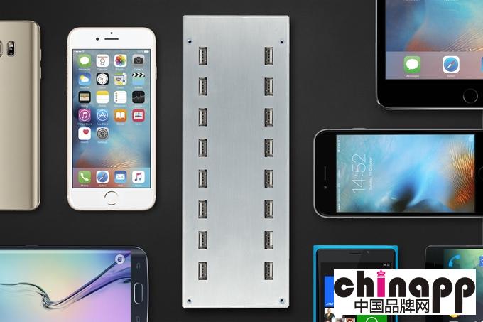 16个USB的全金属材质充电站Skiva 可同时充16个iPad1