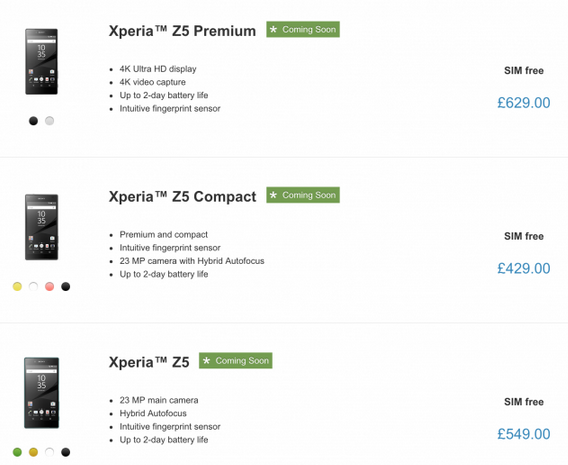 刚上市就调价 Xperia Z5系列旗舰官网降价